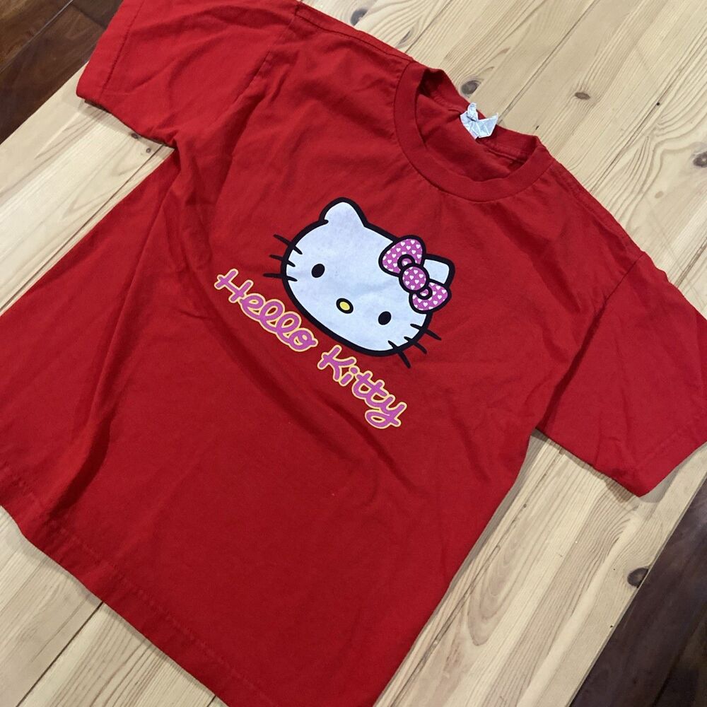 Y2K Hello Kitty T-Shirt Baby Tee Red Cotton Underwater Graphics Youth Large